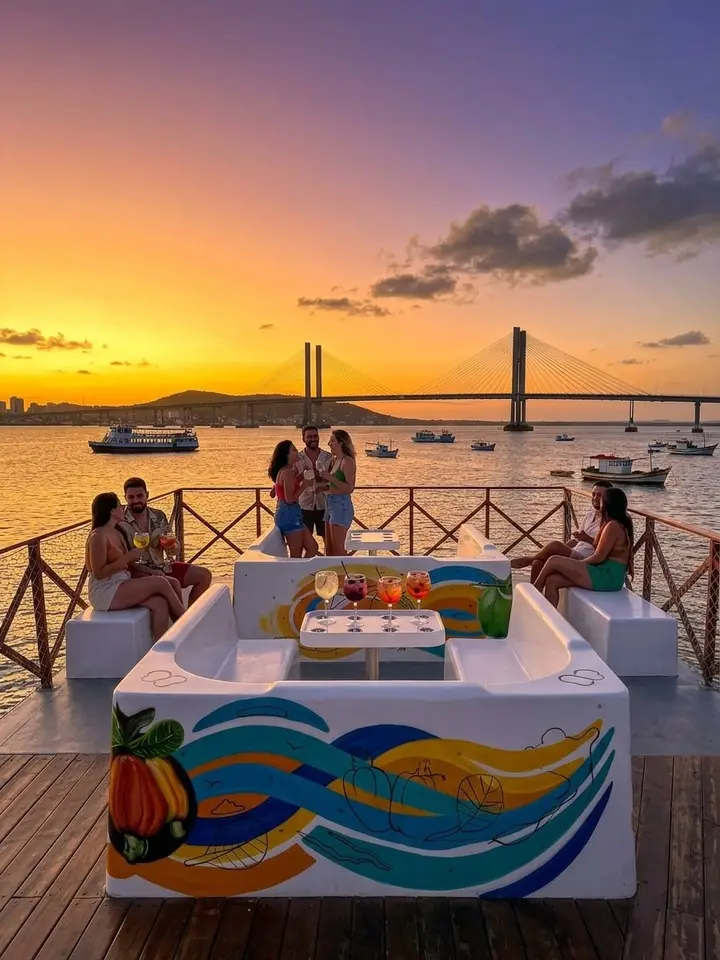 Pôr do sol visto do convés do catamarã